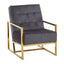 Hana Grey Velvet Chair With Gold Frame.