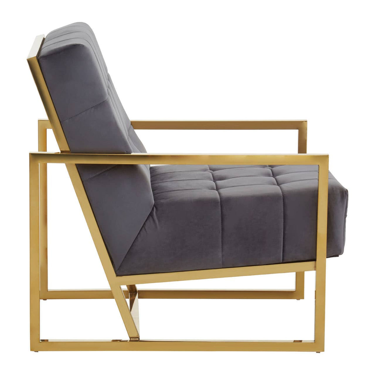 Hana Grey Velvet Chair With Gold Frame.