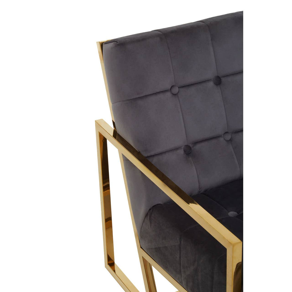 Hana Grey Velvet Chair With Gold Frame.