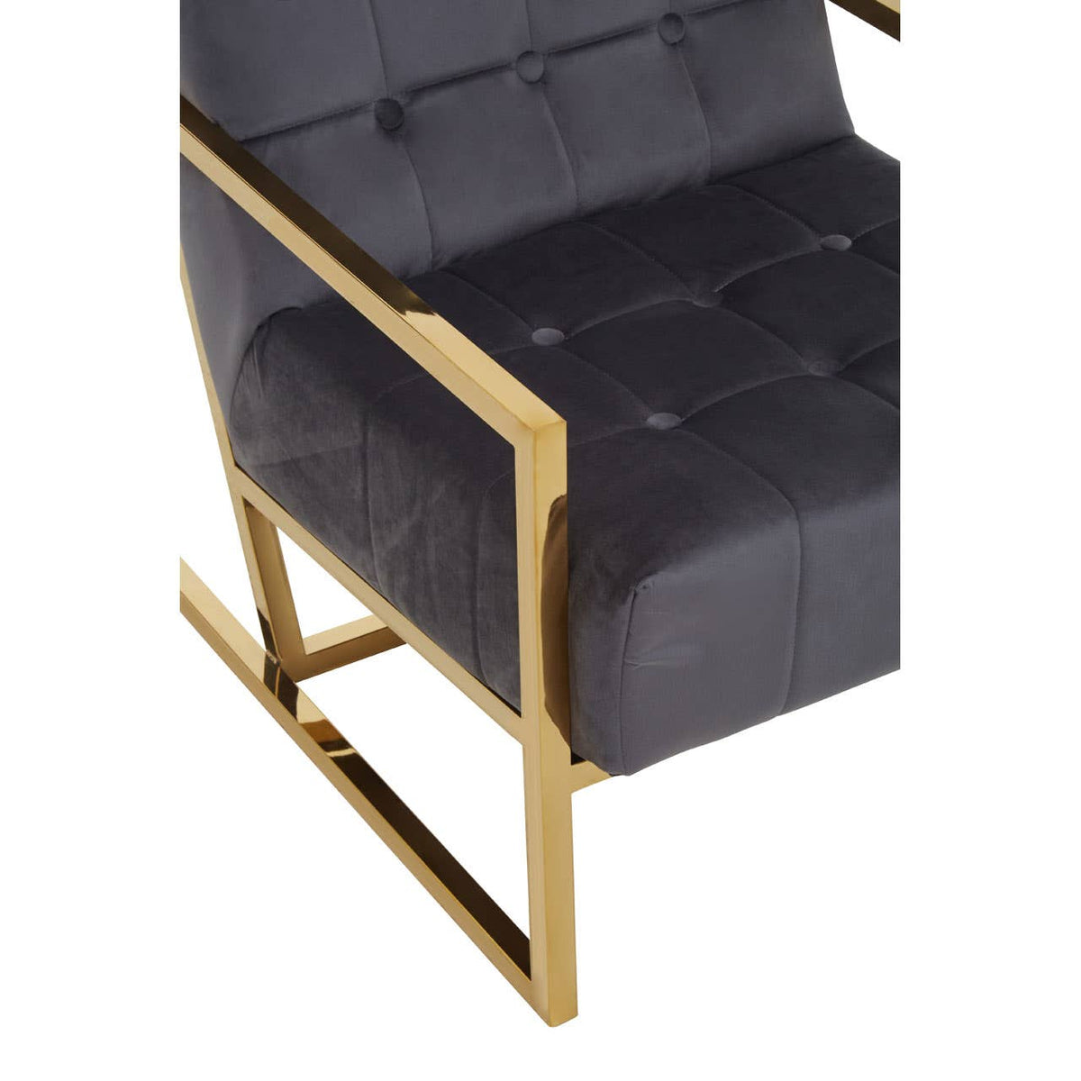 Hana Grey Velvet Chair With Gold Frame.