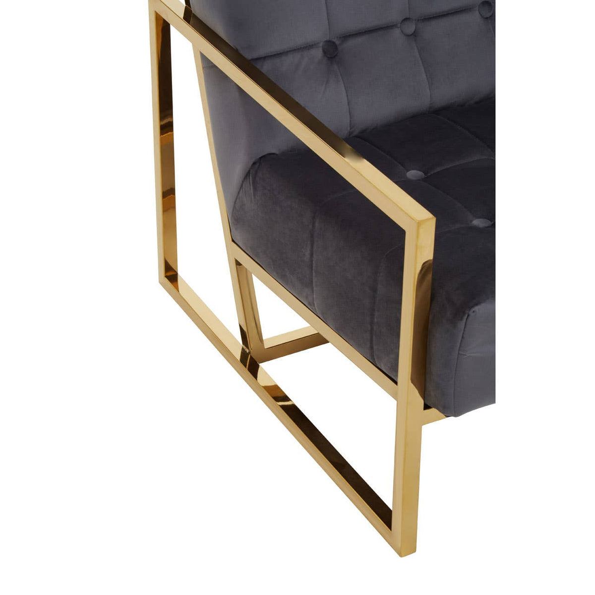 Hana Grey Velvet Chair With Gold Frame.