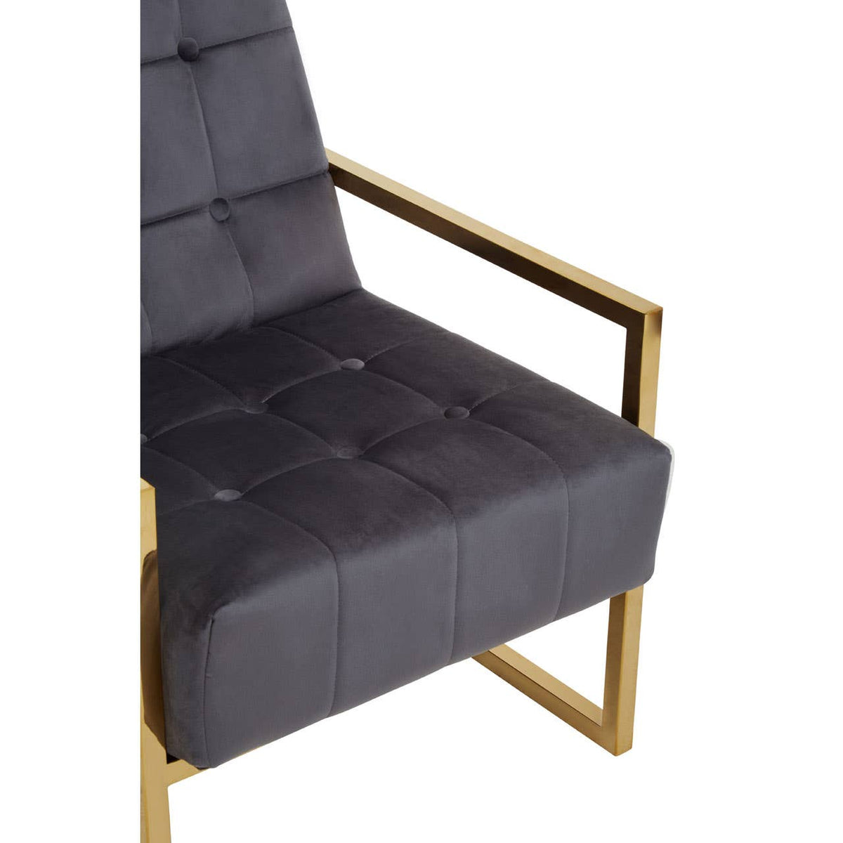 Hana Grey Velvet Chair With Gold Frame.