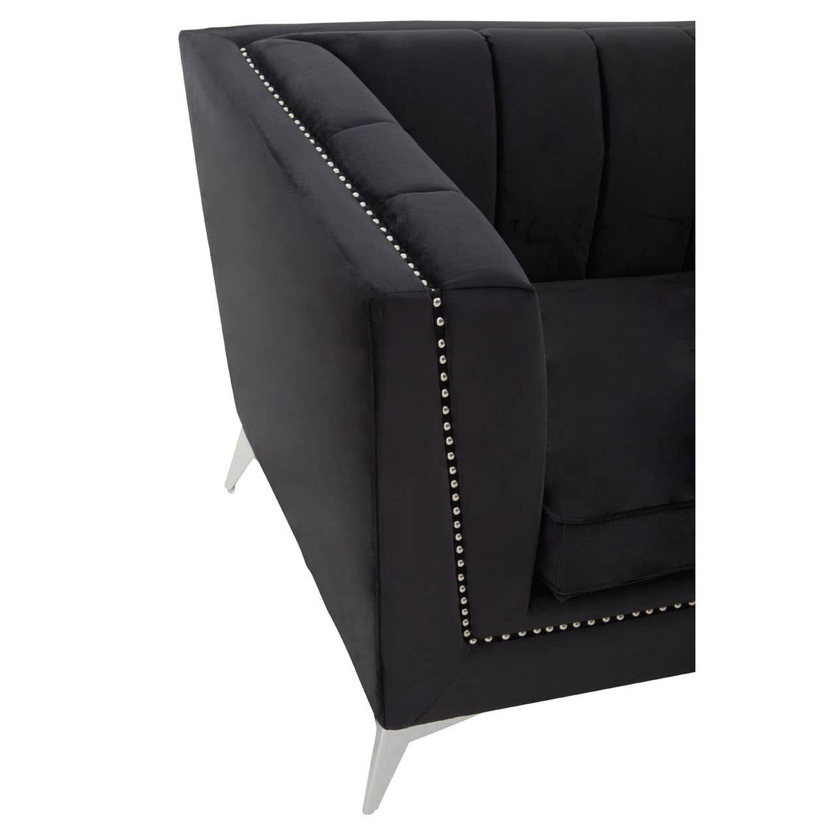 Hansa Three Seat Black Velvet Sofa.
