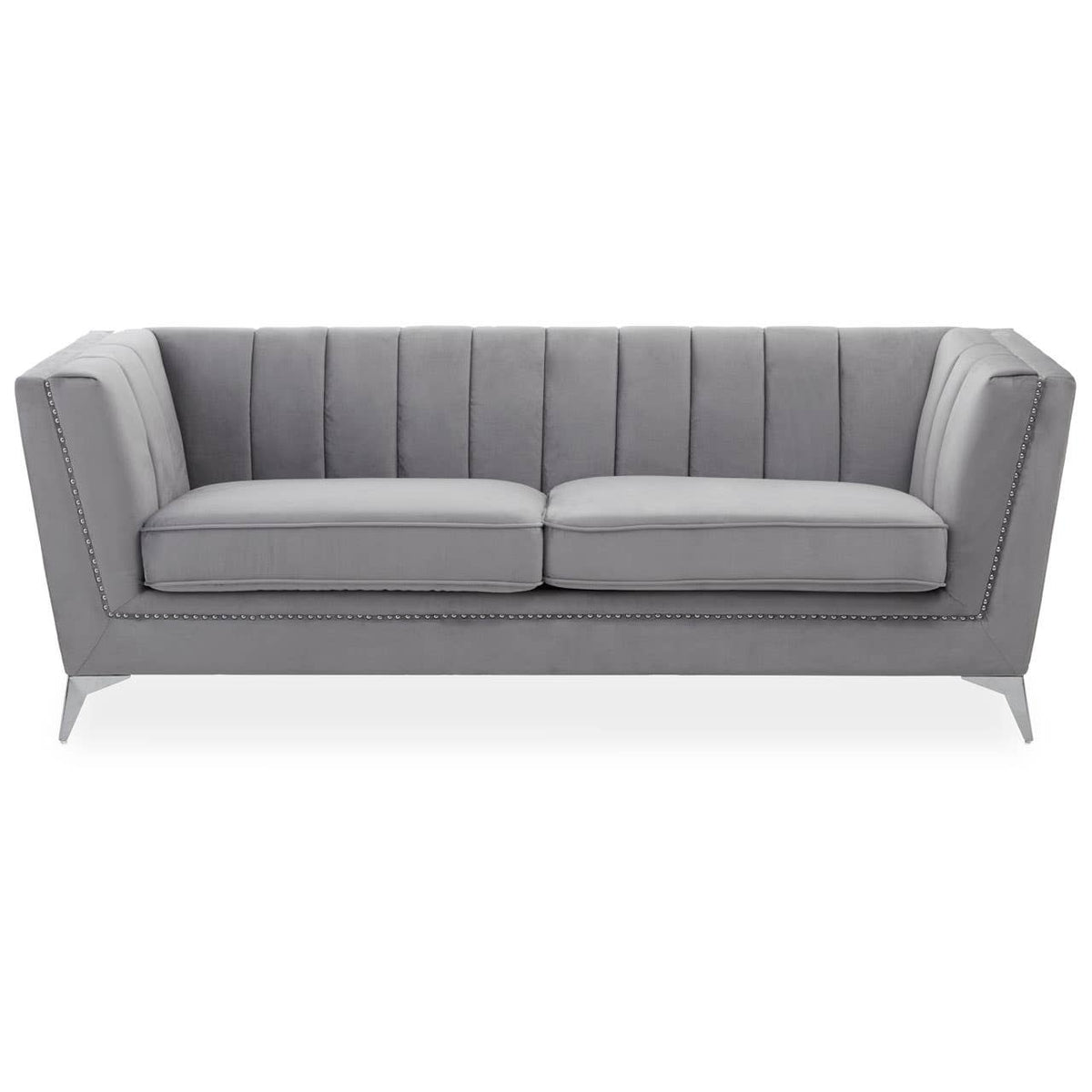 Hansa Three Seat Grey Velvet Sofa.