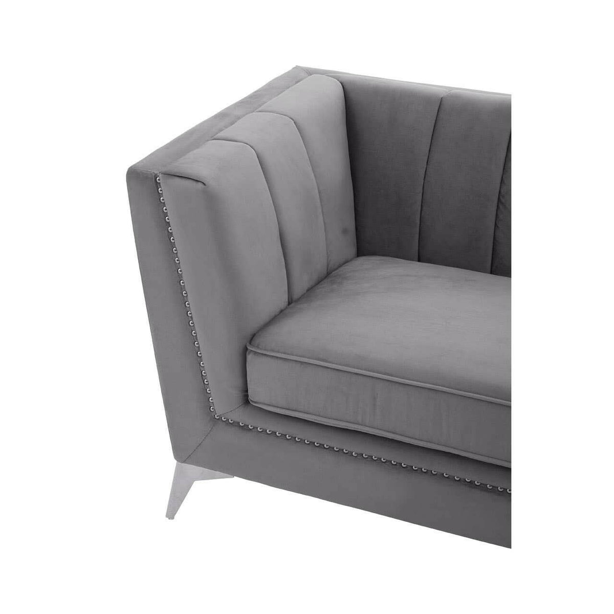 Hansa Three Seat Grey Velvet Sofa.
