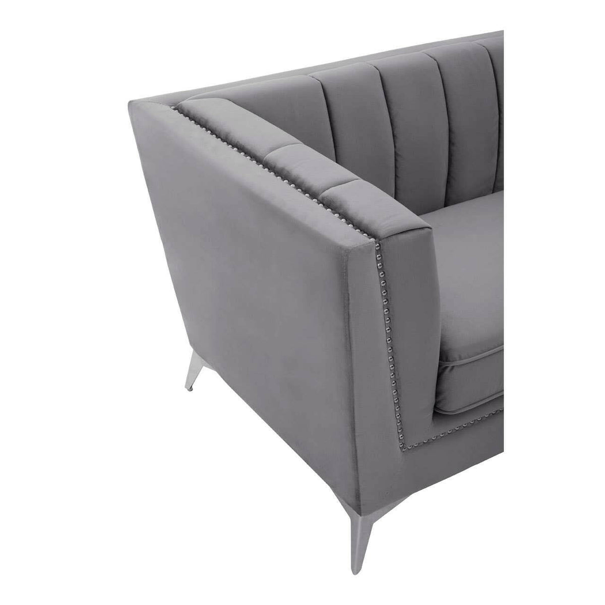 Hansa Three Seat Grey Velvet Sofa.