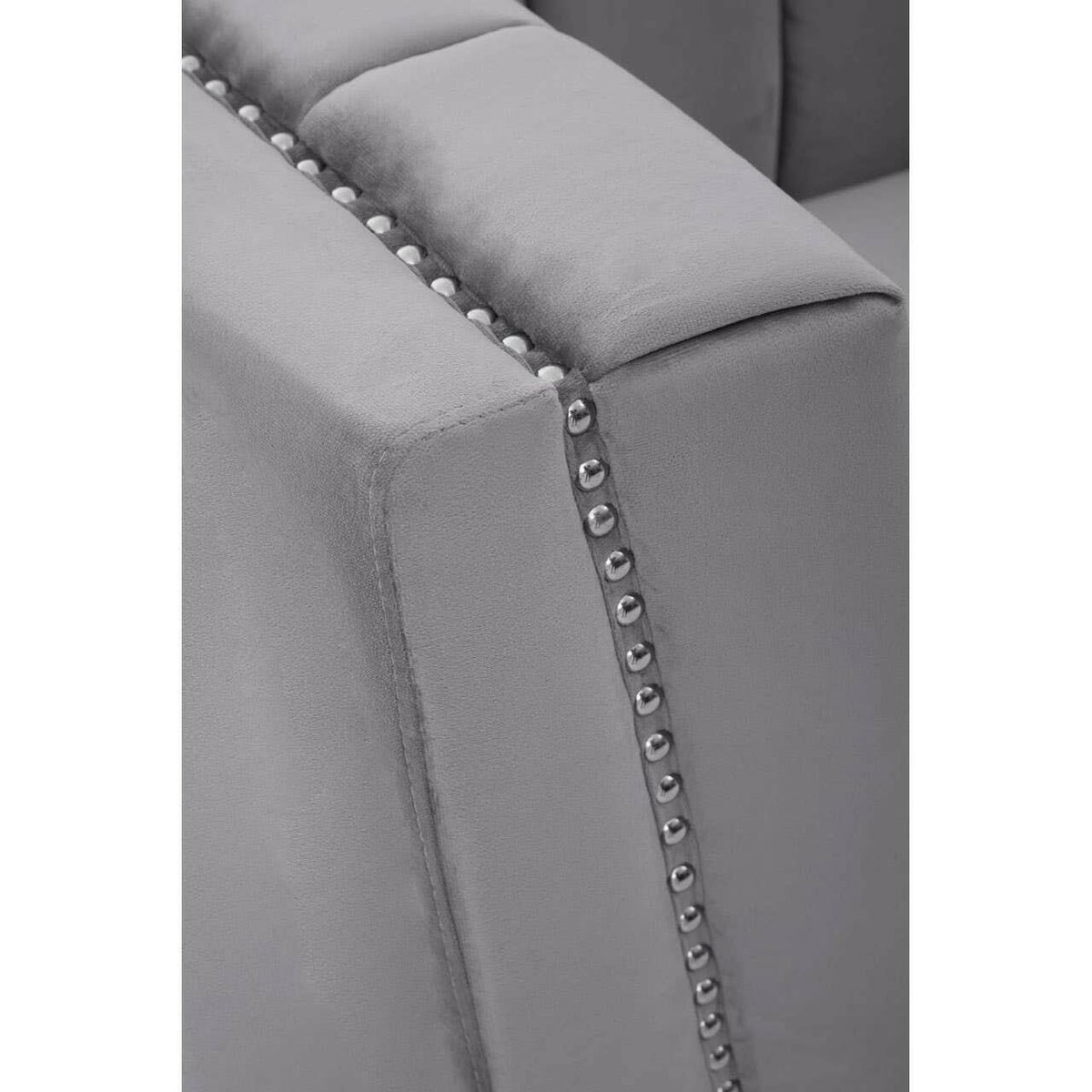 Hansa Three Seat Grey Velvet Sofa.