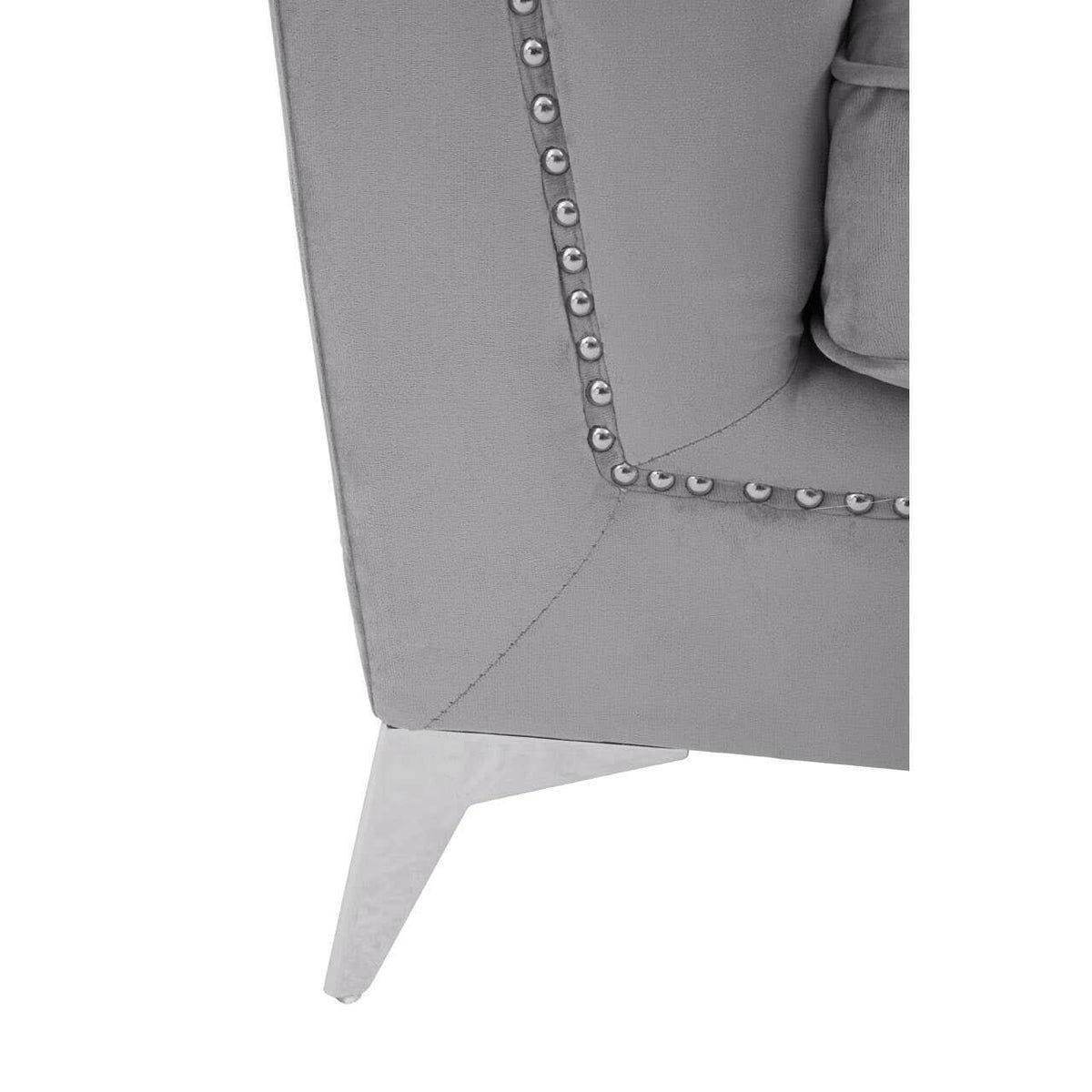 Hansa Three Seat Grey Velvet Sofa.