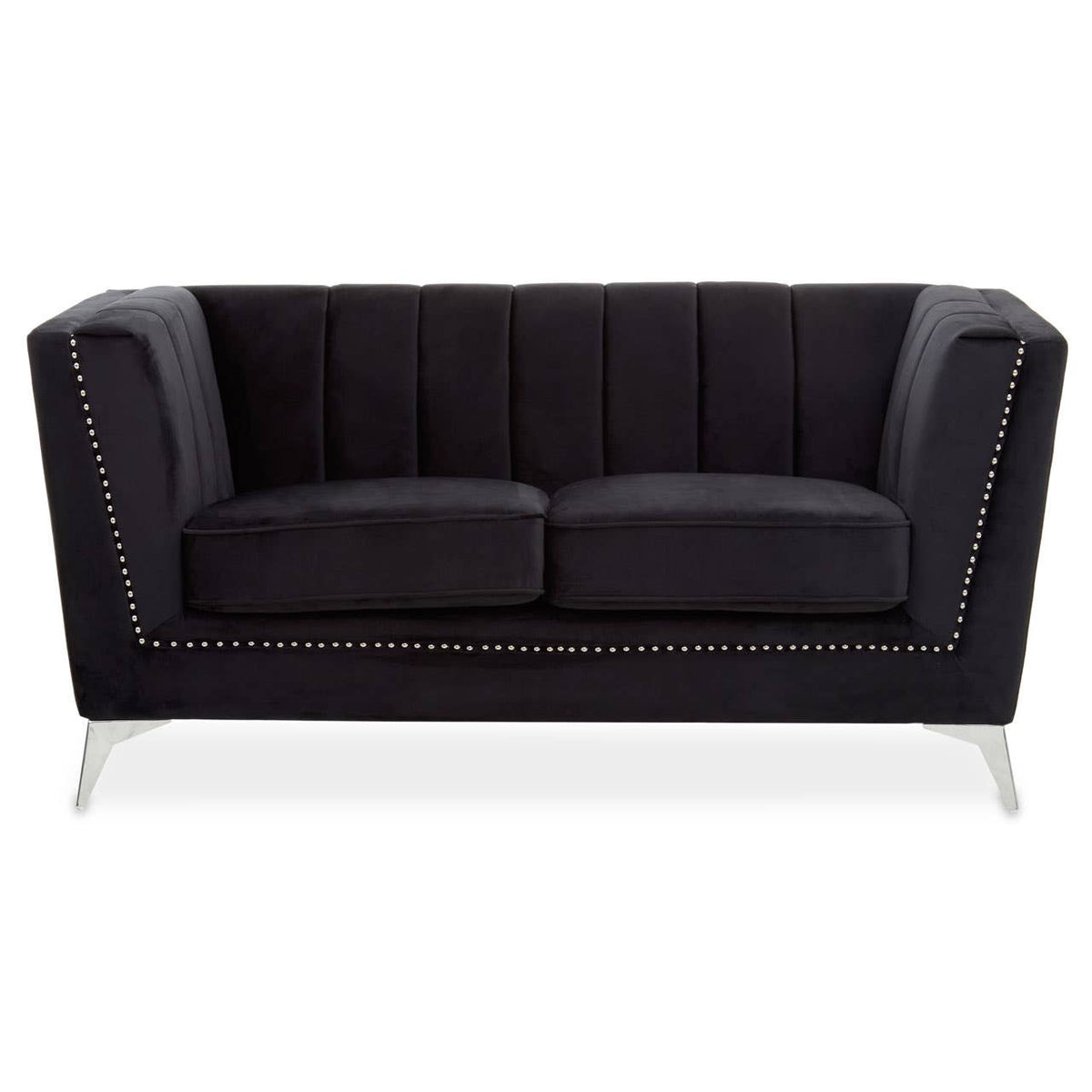 Hansa Two Seat Black Velvet Sofa.