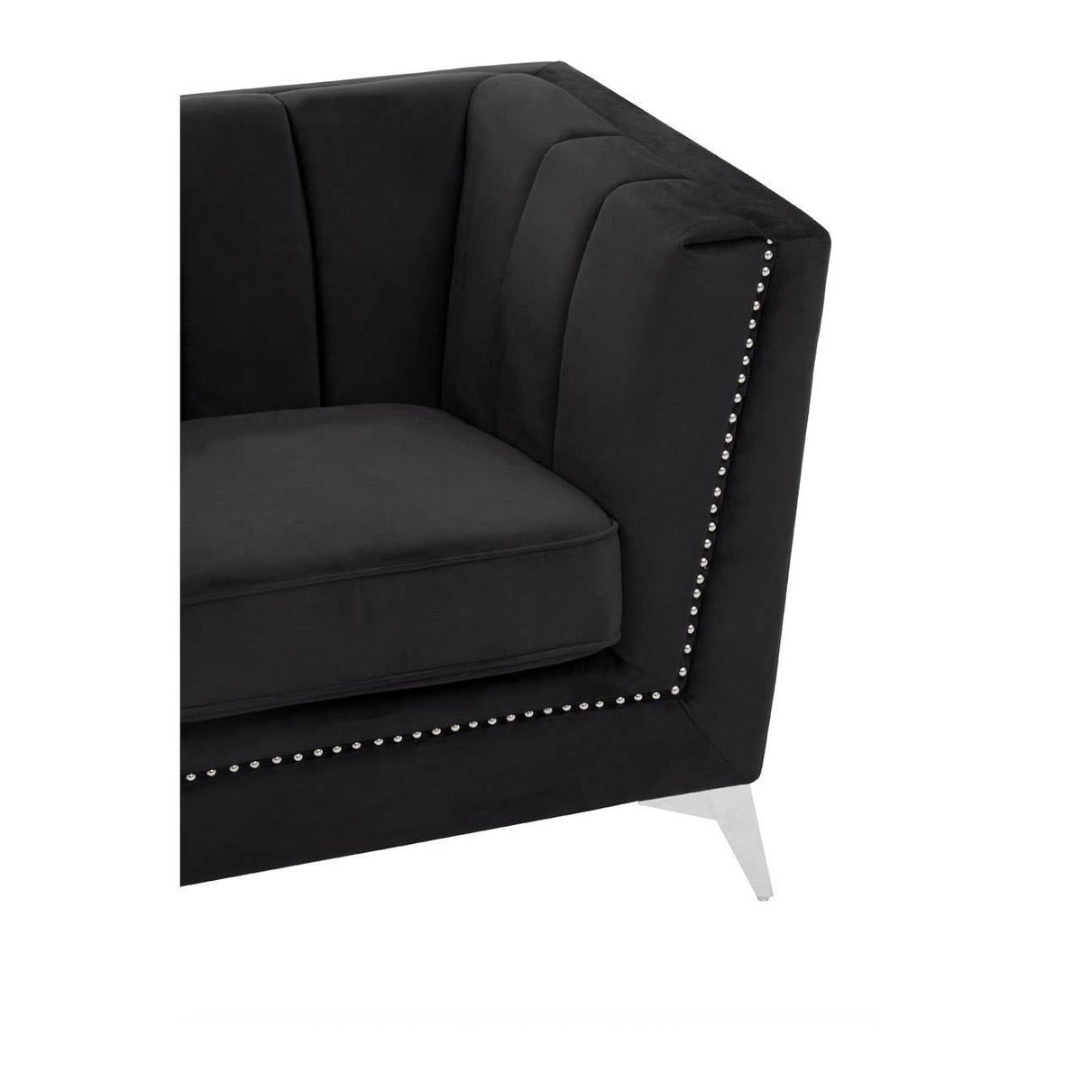 Hansa Two Seat Black Velvet Sofa.