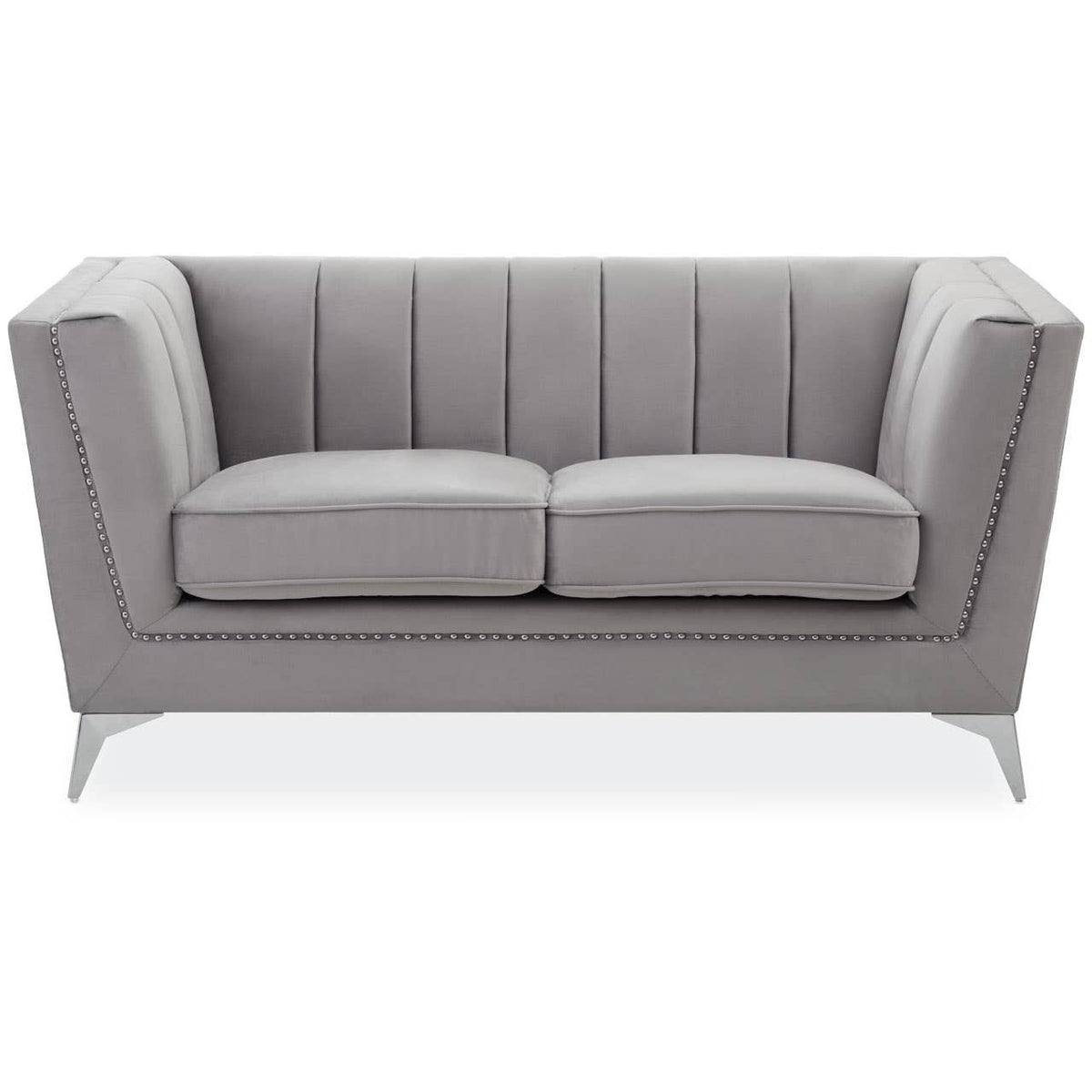 Hansa Two Seat Grey Velvet Sofa.