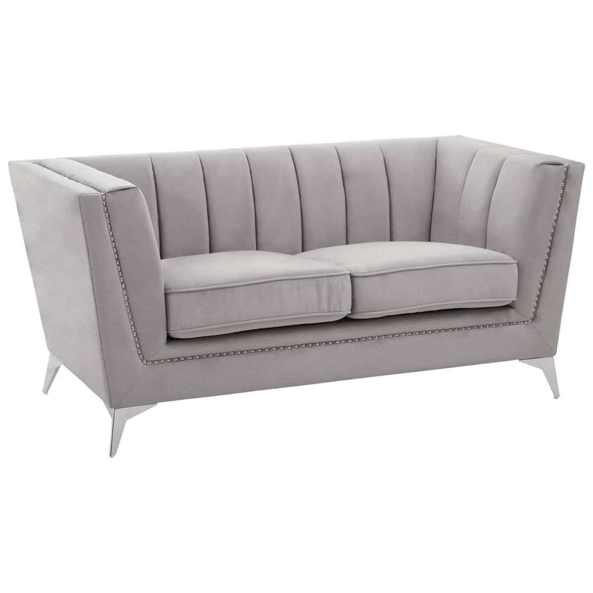 Hansa Two Seat Grey Velvet Sofa.