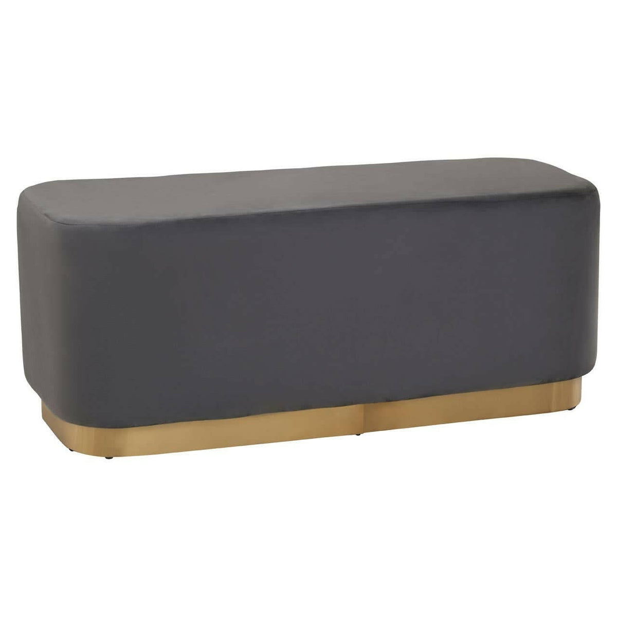 Hartford Rectangular Grey Stool With Matte Gold Base.