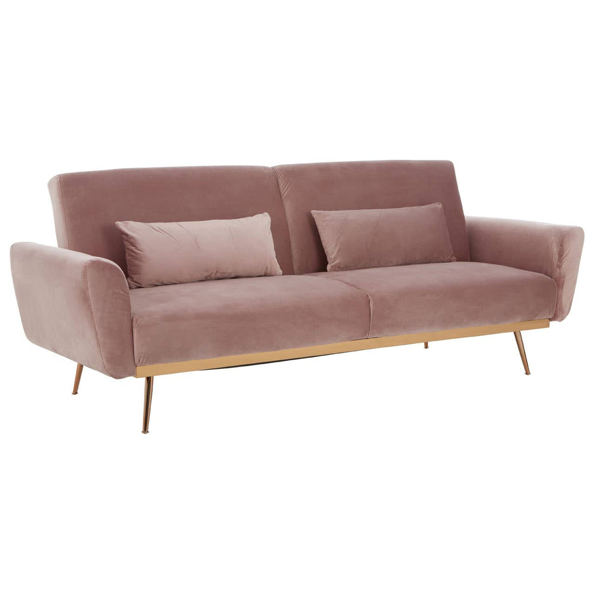 Hatton Pink Velvet Sofa Bed.