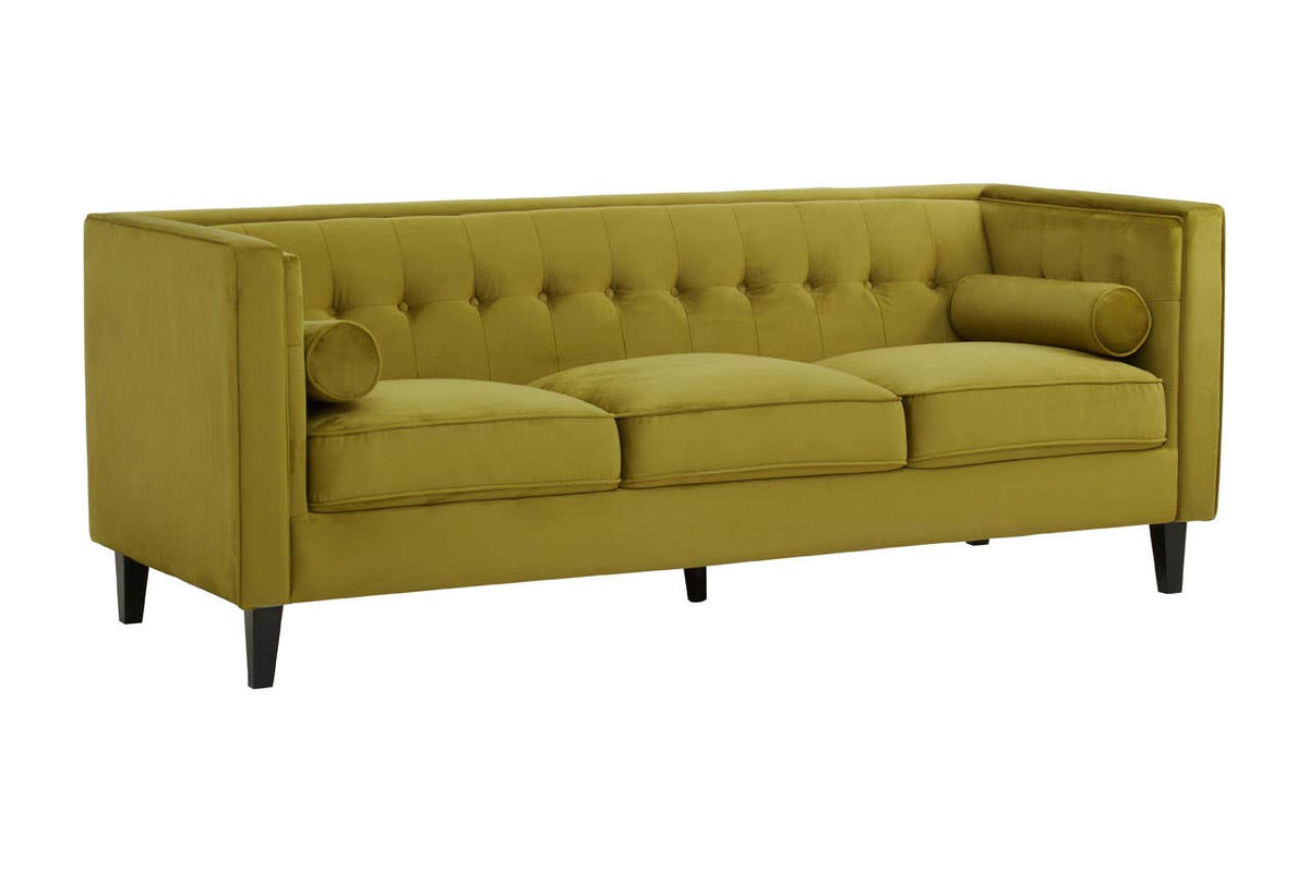 Helia Olive Velvet Sofa.