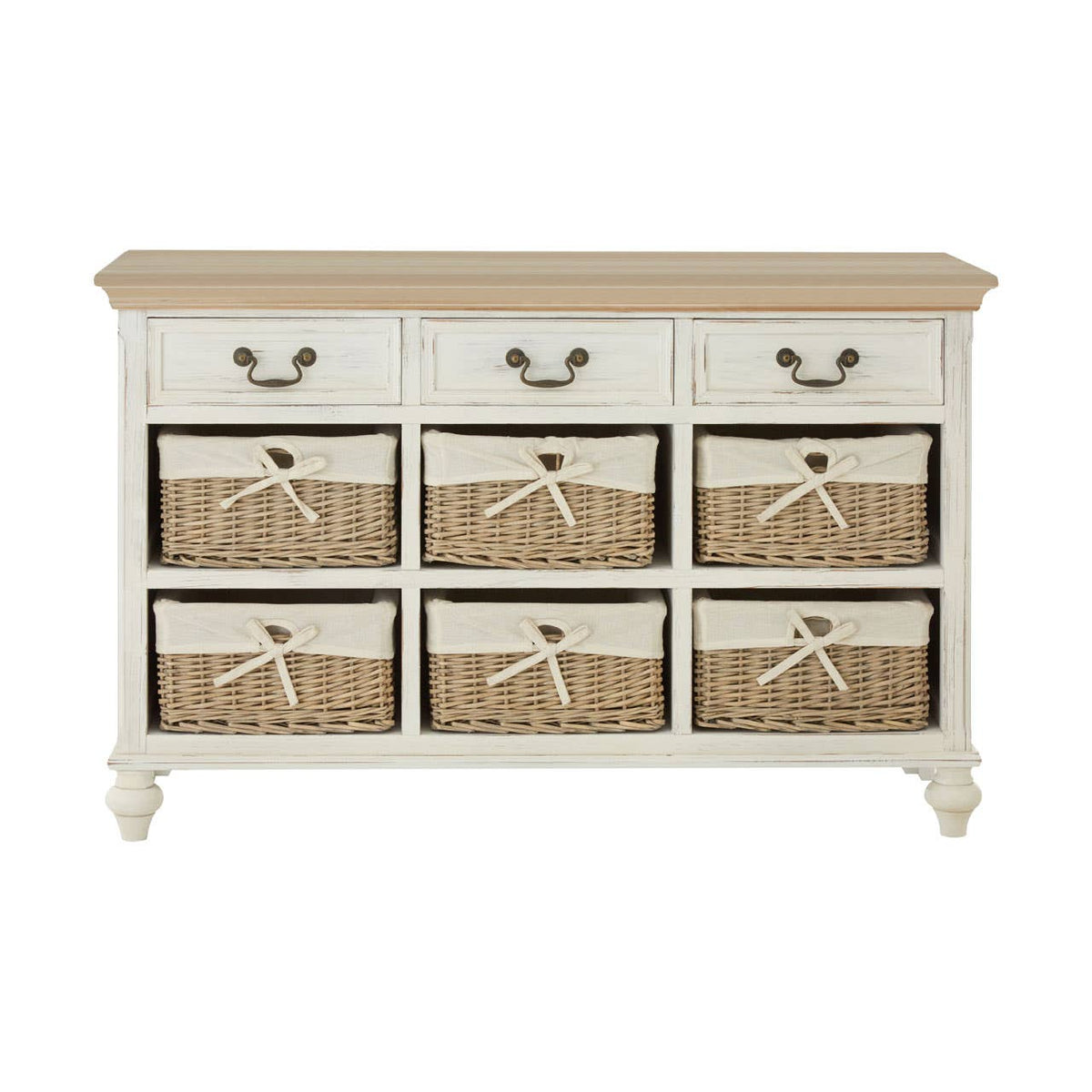 Hendra Cabinet With 6 Willow Baskets.