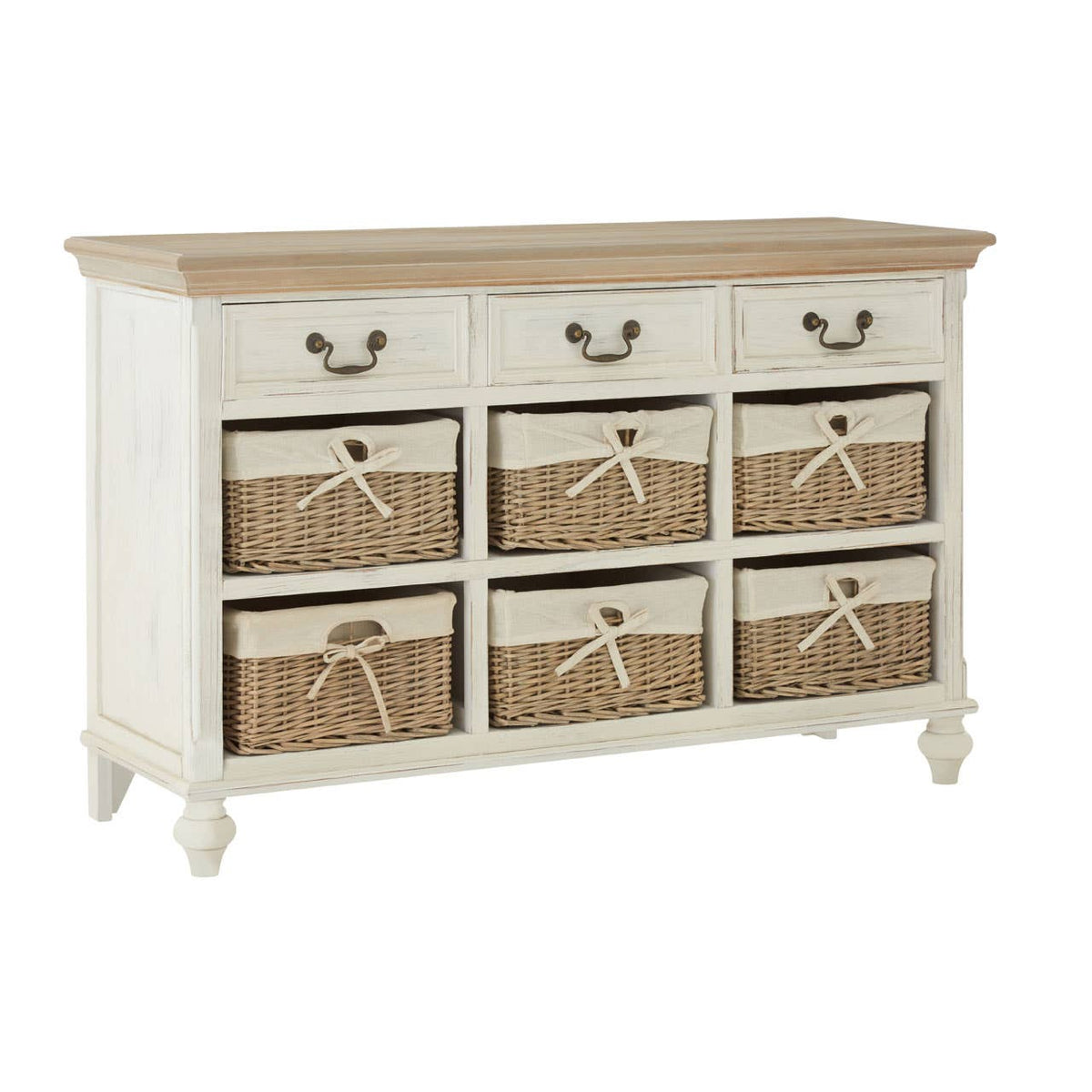 Hendra Cabinet With 6 Willow Baskets.