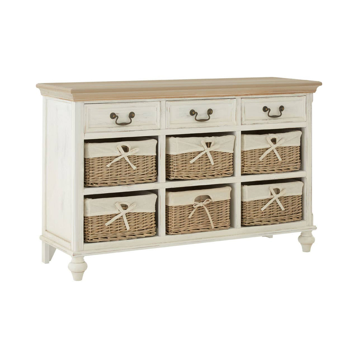 Hendra Cabinet With 6 Willow Baskets.