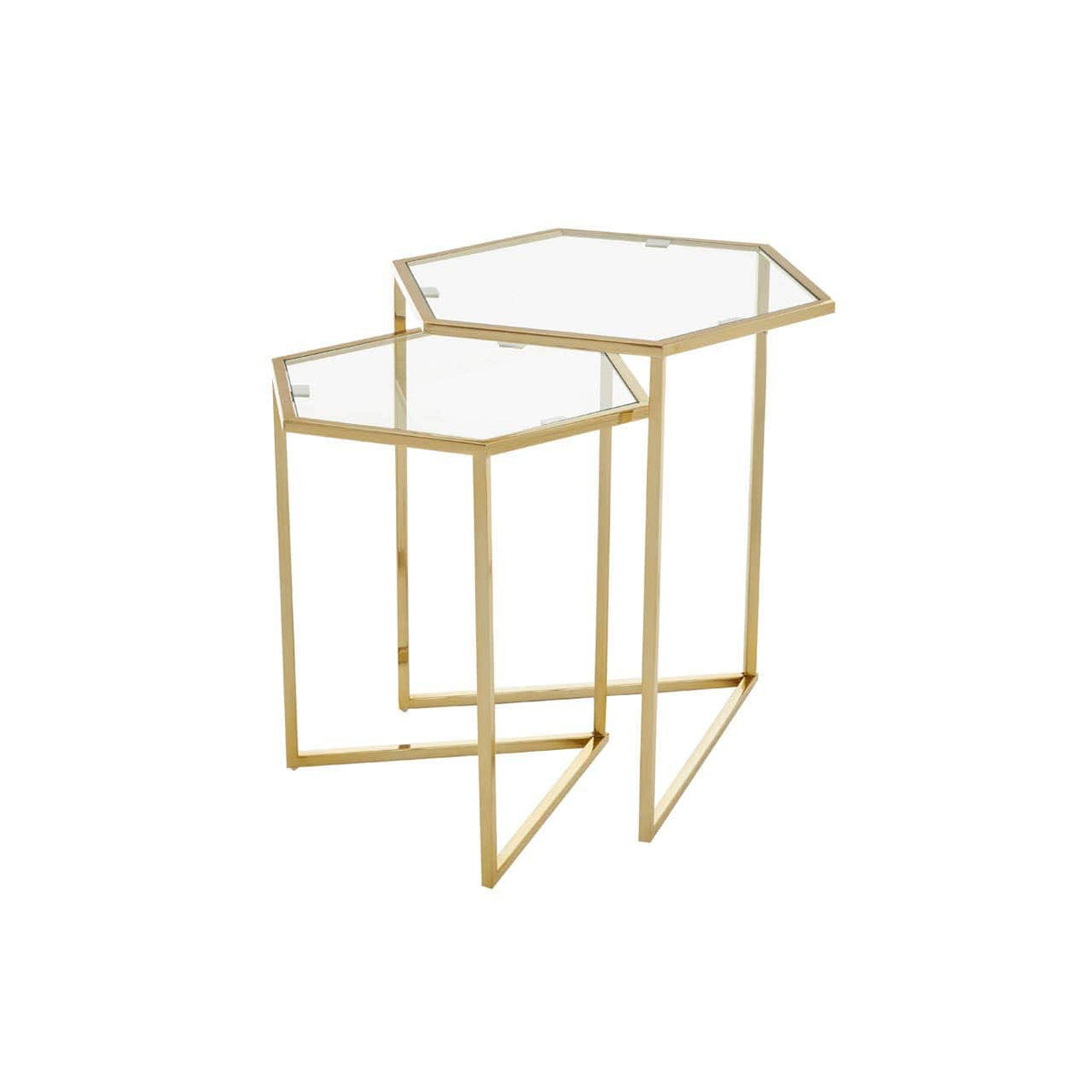 Herber Set Of 2 Gold Finish Tables.