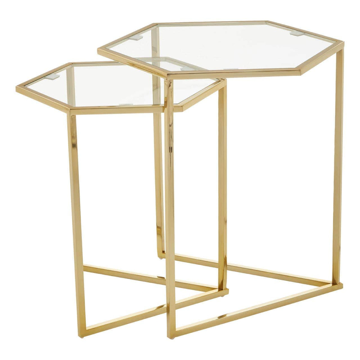 Herber Set Of 2 Gold Finish Tables.