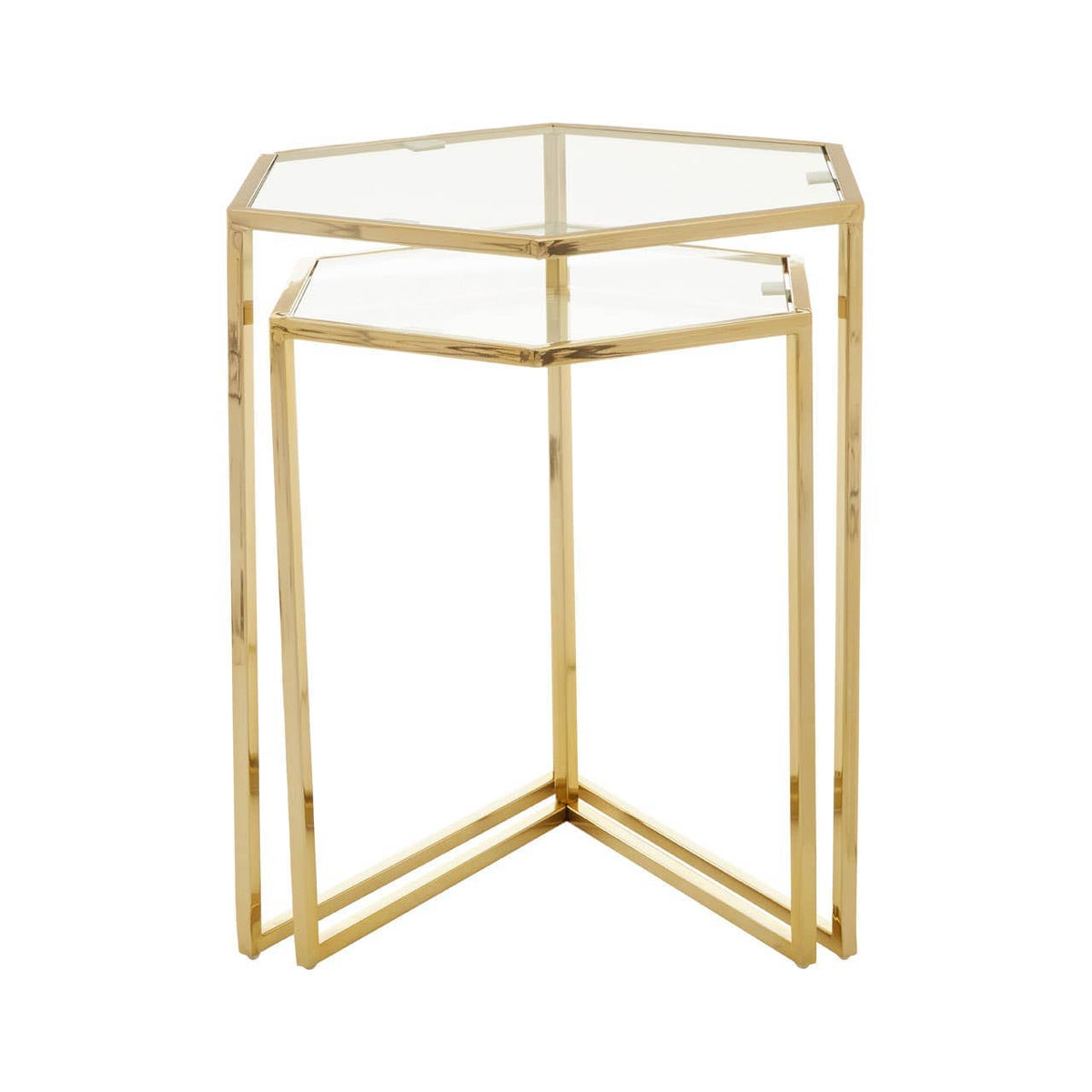 Herber Set Of 2 Gold Finish Tables.