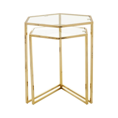 Noosa & Co. Living Herber Set Of 2 Gold Finish Tables House of Isabella UK