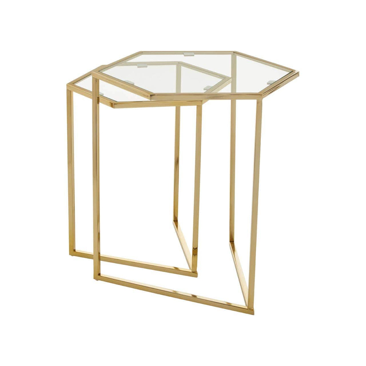 Herber Set Of 2 Gold Finish Tables.