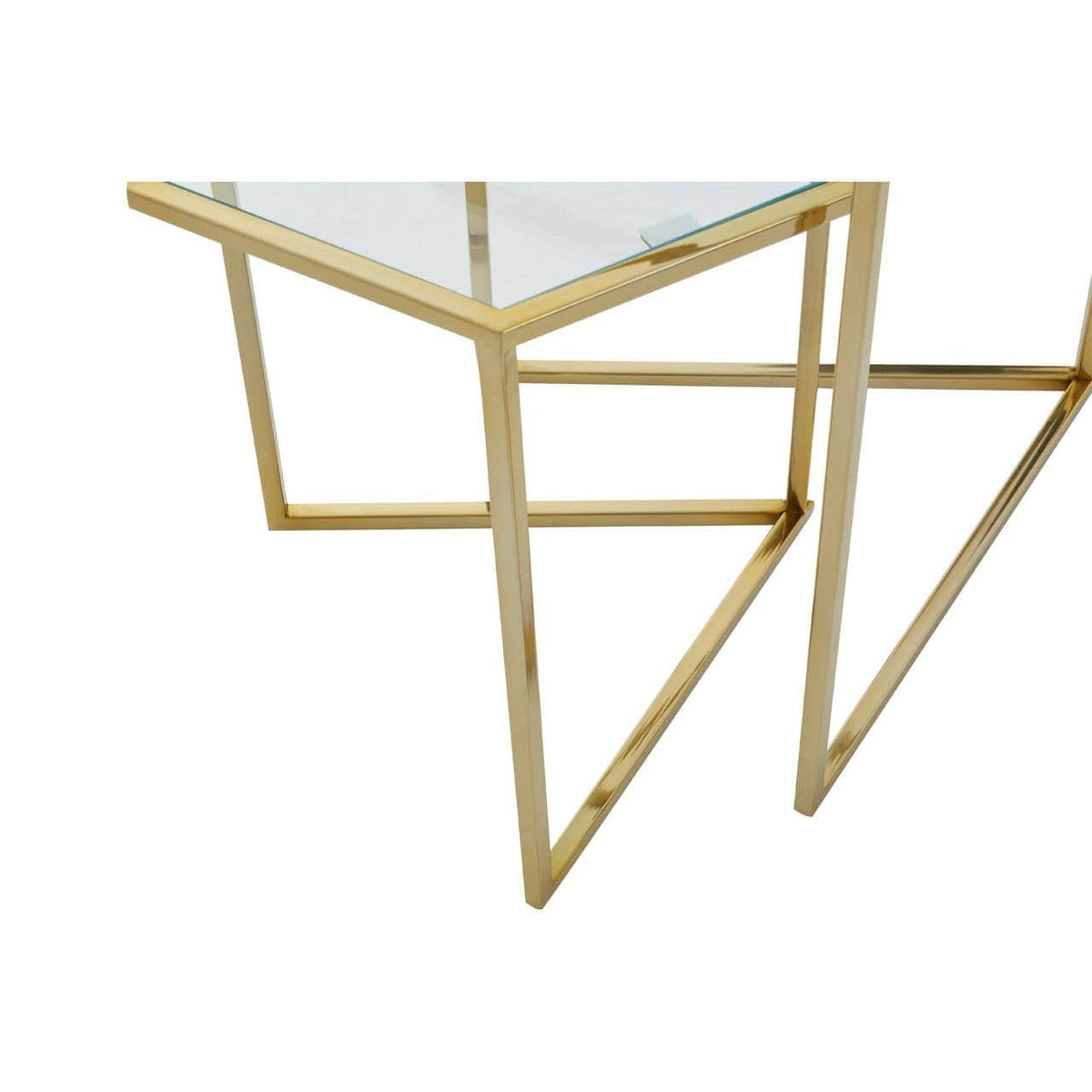Herber Set Of 2 Gold Finish Tables.