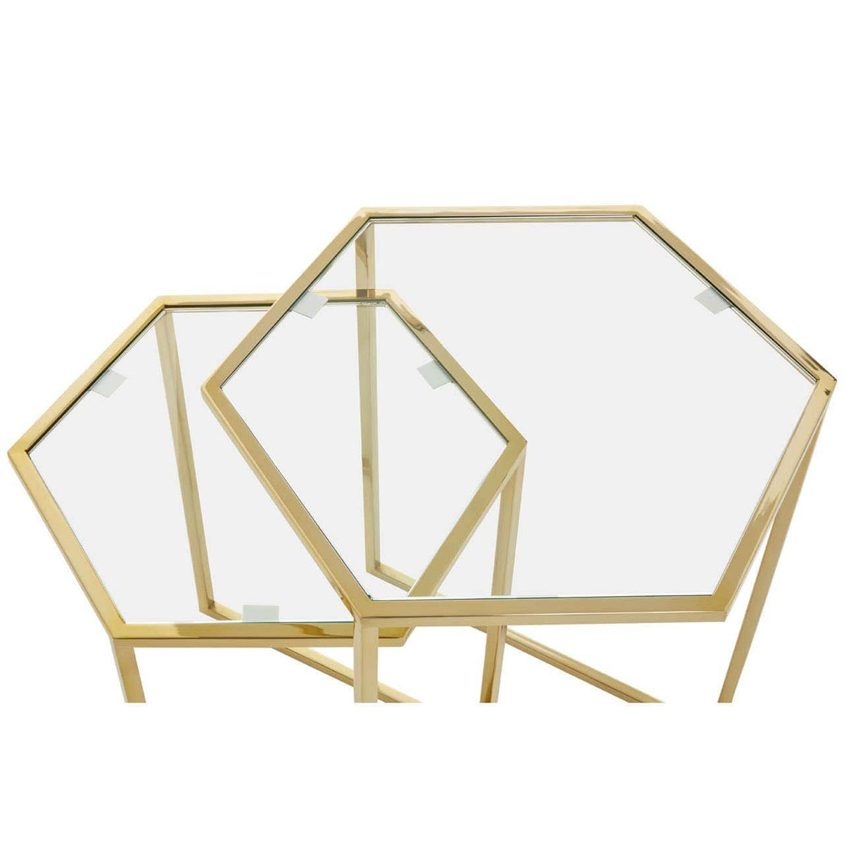 Herber Set Of 2 Gold Finish Tables.
