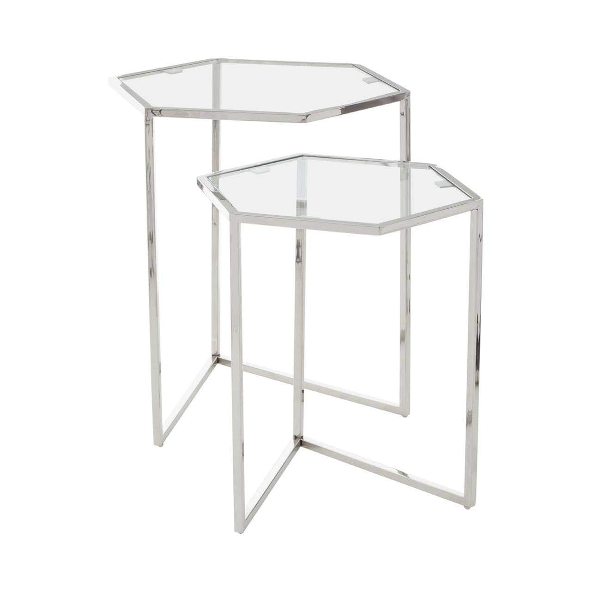Herber Set Of 2 Silver Finish Tables.