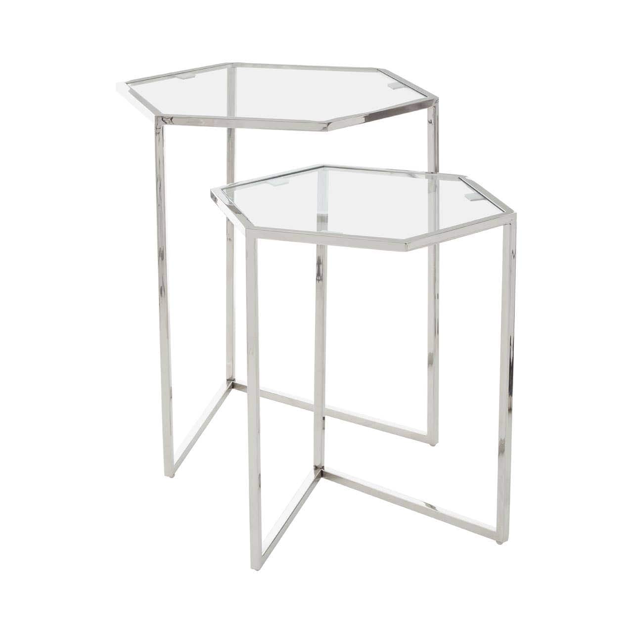 Noosa & Co. Living Herber Set Of 2 Silver Finish Tables House of Isabella UK