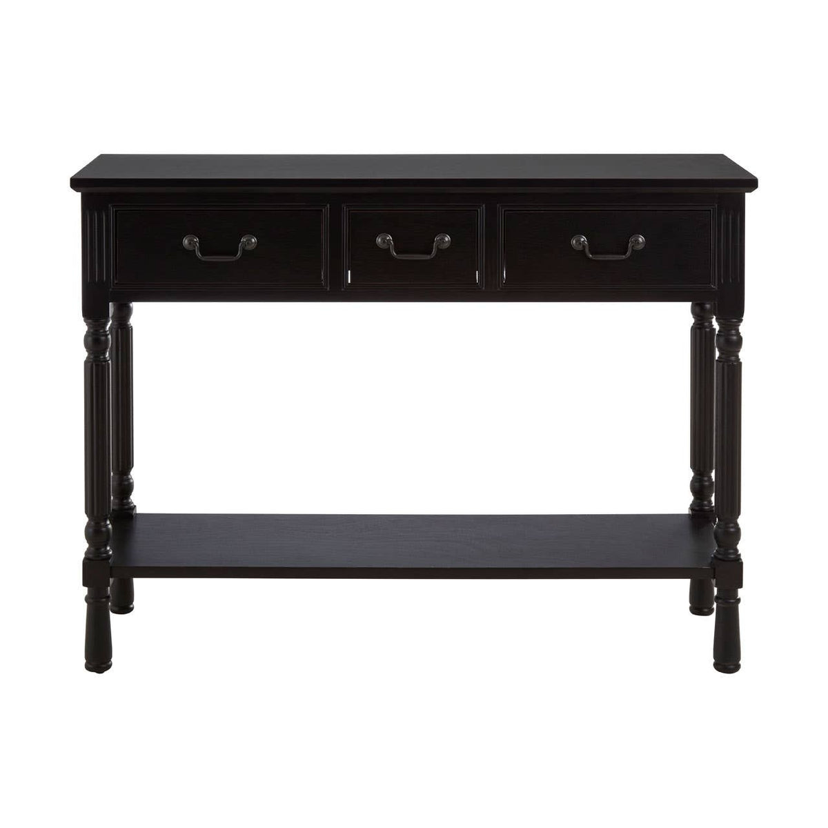 Heritage 3 Drawer Vintage Black Console Table.