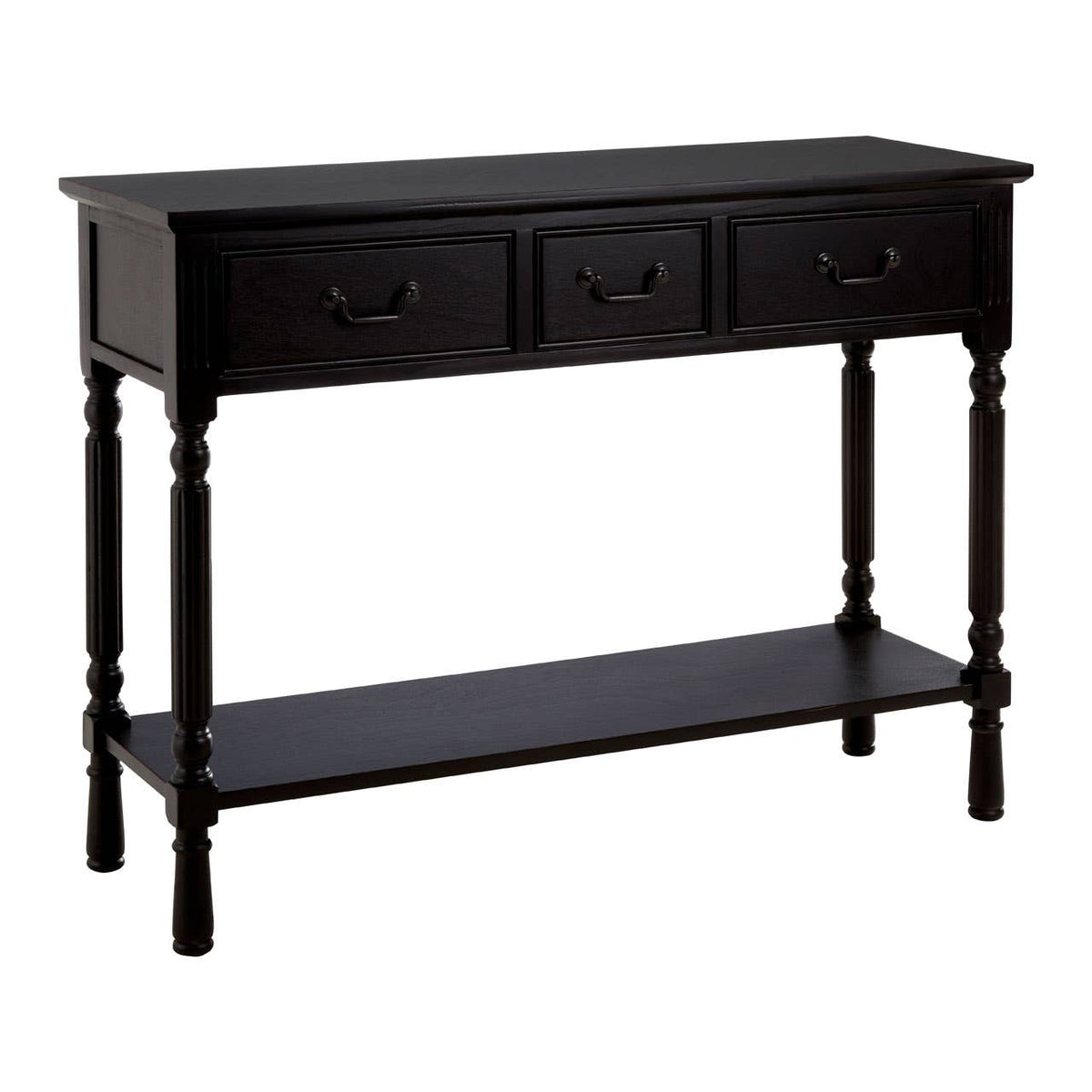 Heritage 3 Drawer Vintage Black Console Table.