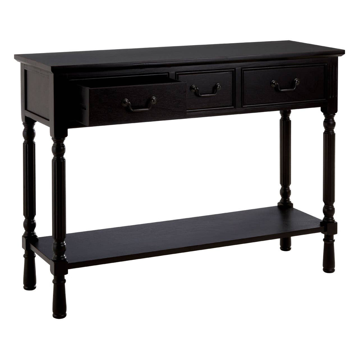 Heritage 3 Drawer Vintage Black Console Table.