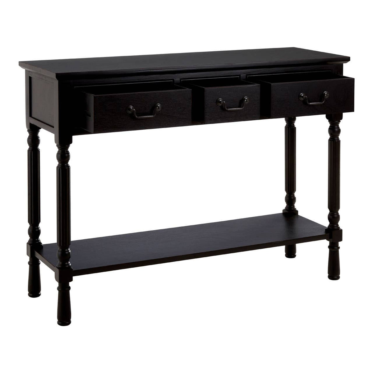 Heritage 3 Drawer Vintage Black Console Table.