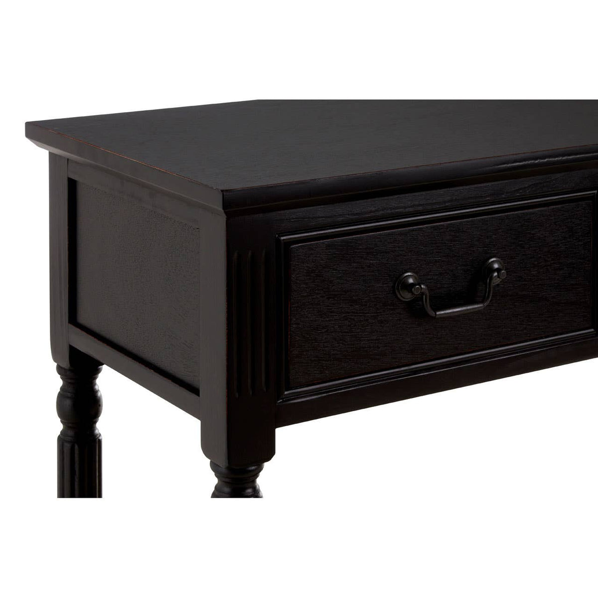 Heritage 3 Drawer Vintage Black Console Table.