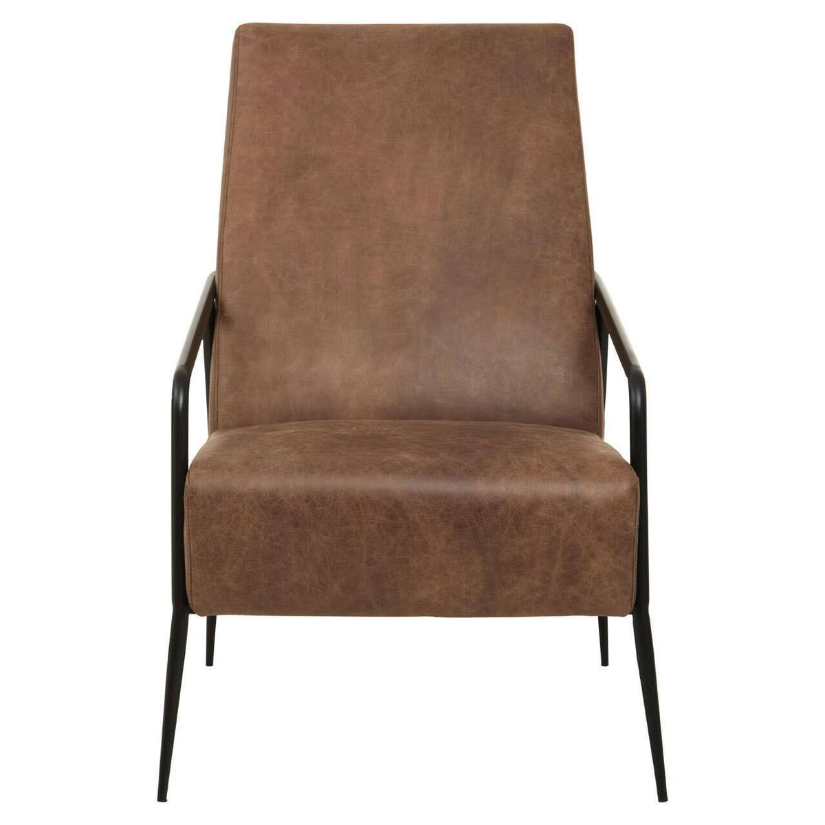 Hoxton Brown Leather Chair With Tapered Back.