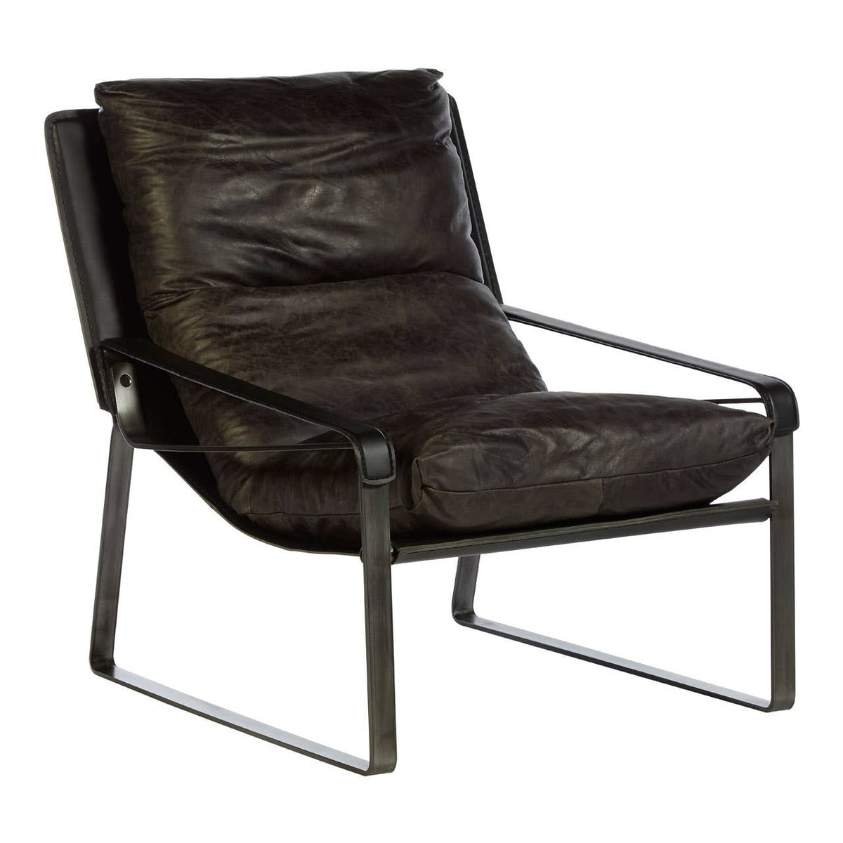 Hoxton Dark Brown Leather Lounge Chair.