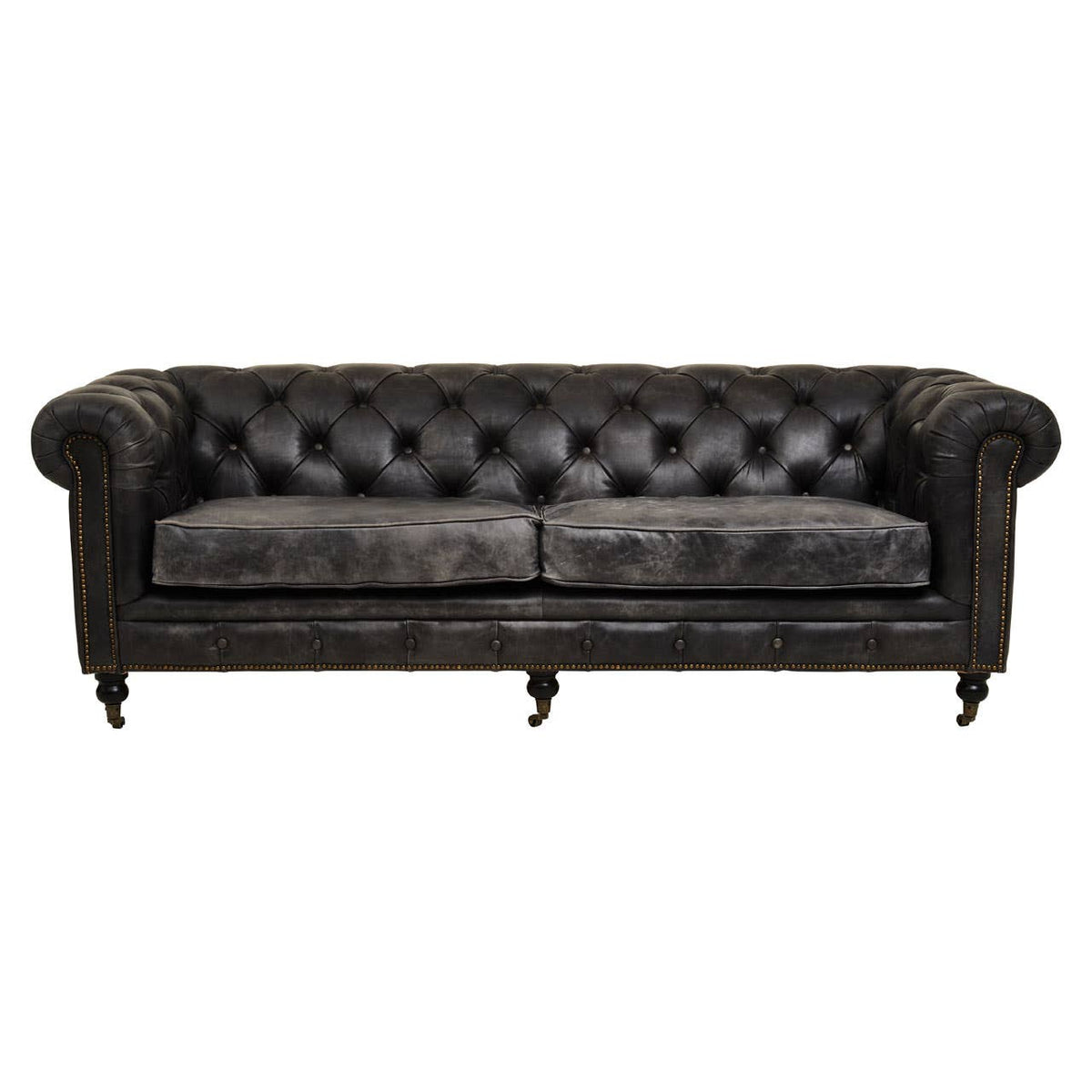 Hoxton Ebony Leather Sofa.