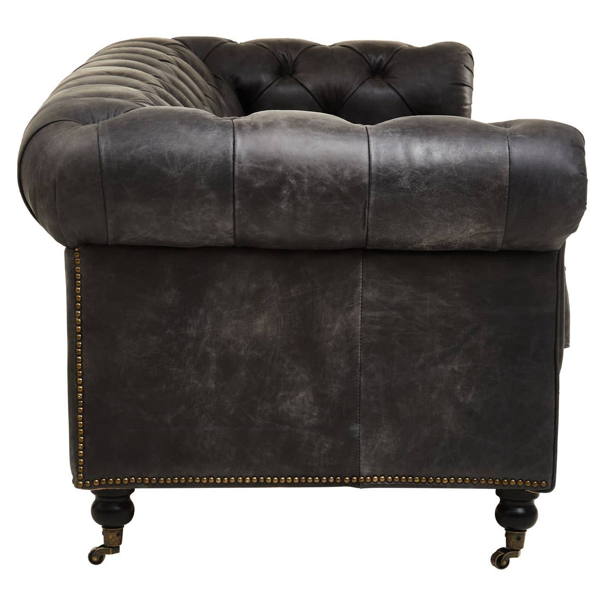 Hoxton Ebony Leather Sofa.