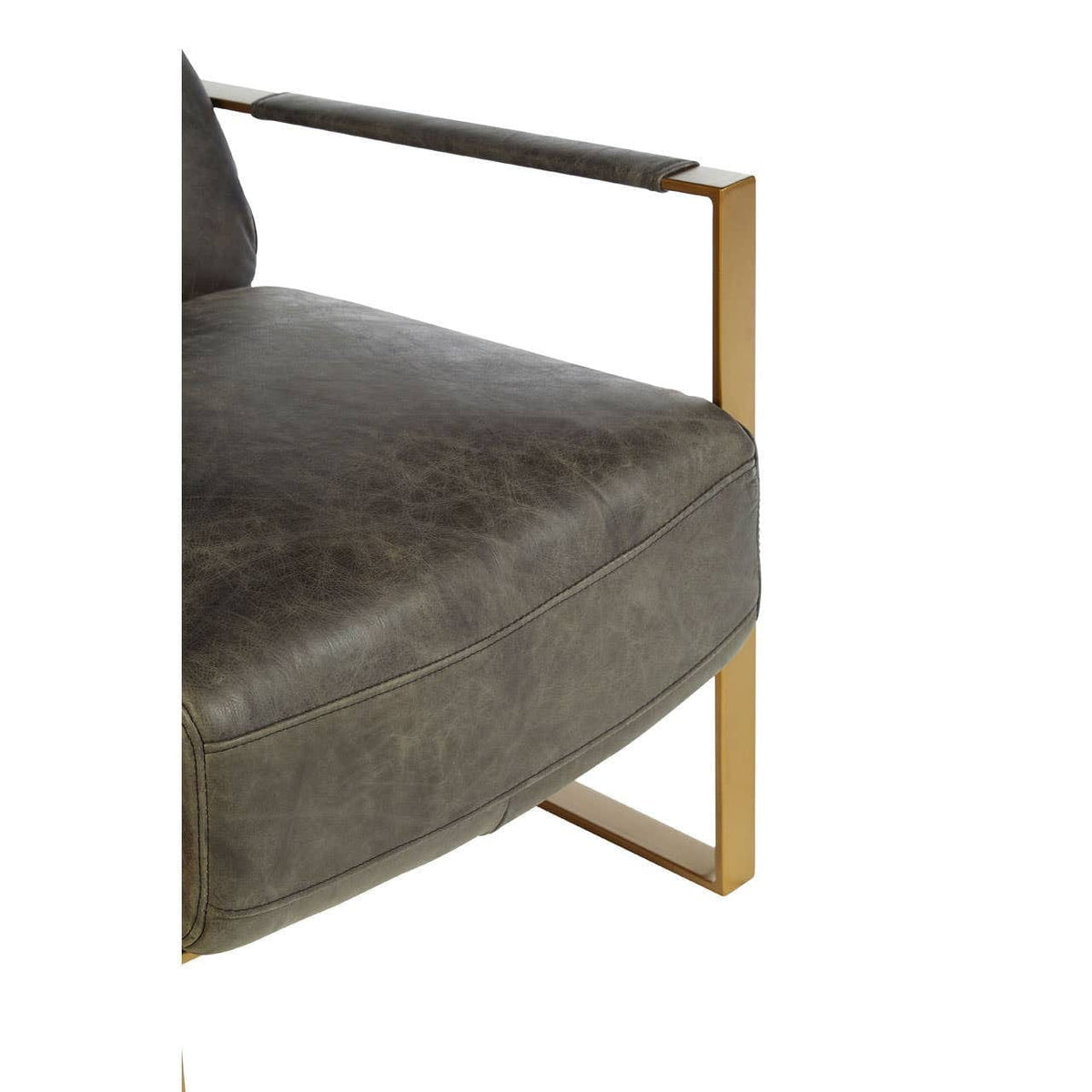 Noosa & Co. Living Hoxton Grey Leather Lounge Chair with Rose Gold Finish Frame House of Isabella UK