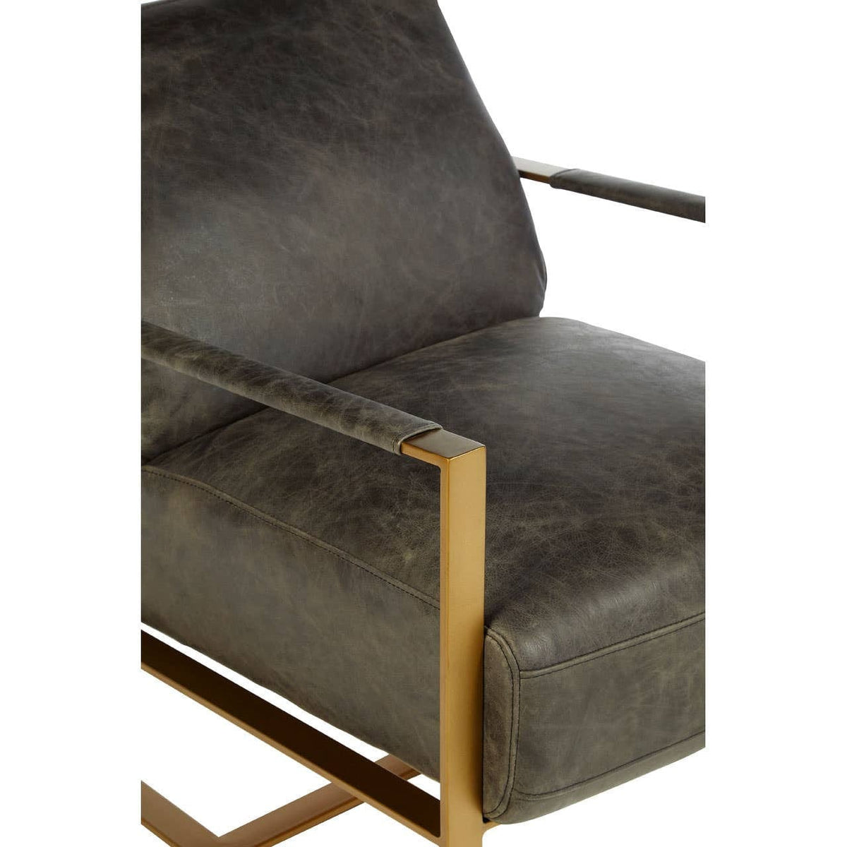 Noosa & Co. Living Hoxton Grey Leather Lounge Chair with Rose Gold Finish Frame House of Isabella UK