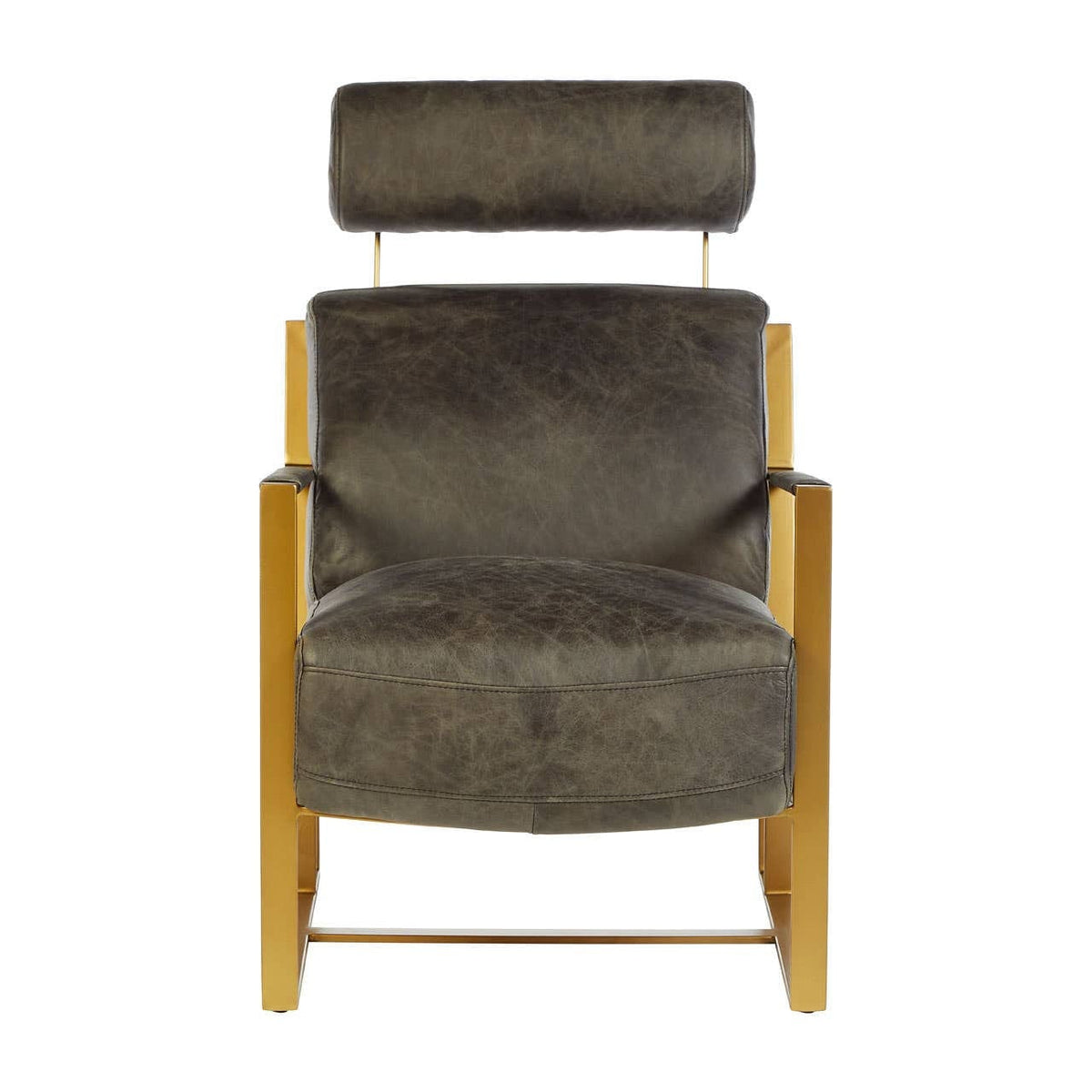 Noosa & Co. Living Hoxton Grey Leather Lounge Chair with Rose Gold Finish Frame House of Isabella UK