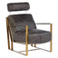 Noosa & Co. Living Hoxton Grey Leather Lounge Chair with Rose Gold Finish Frame House of Isabella UK