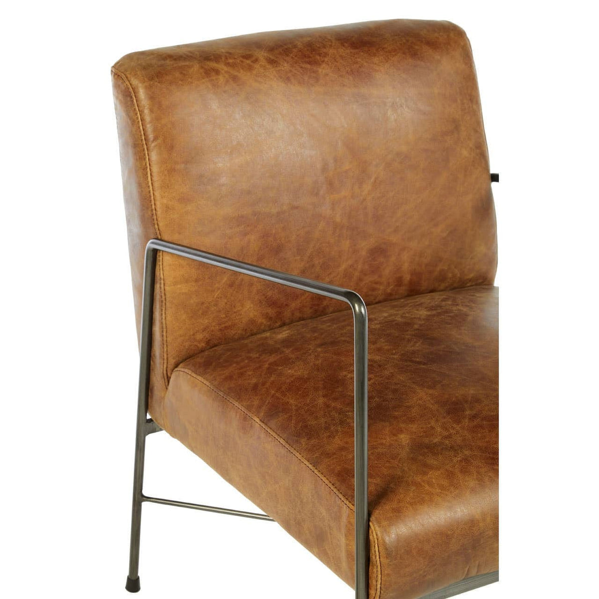 Noosa & Co. Living Hoxton Light Brown Genuine Leather and Iron Lounge Chair House of Isabella UK