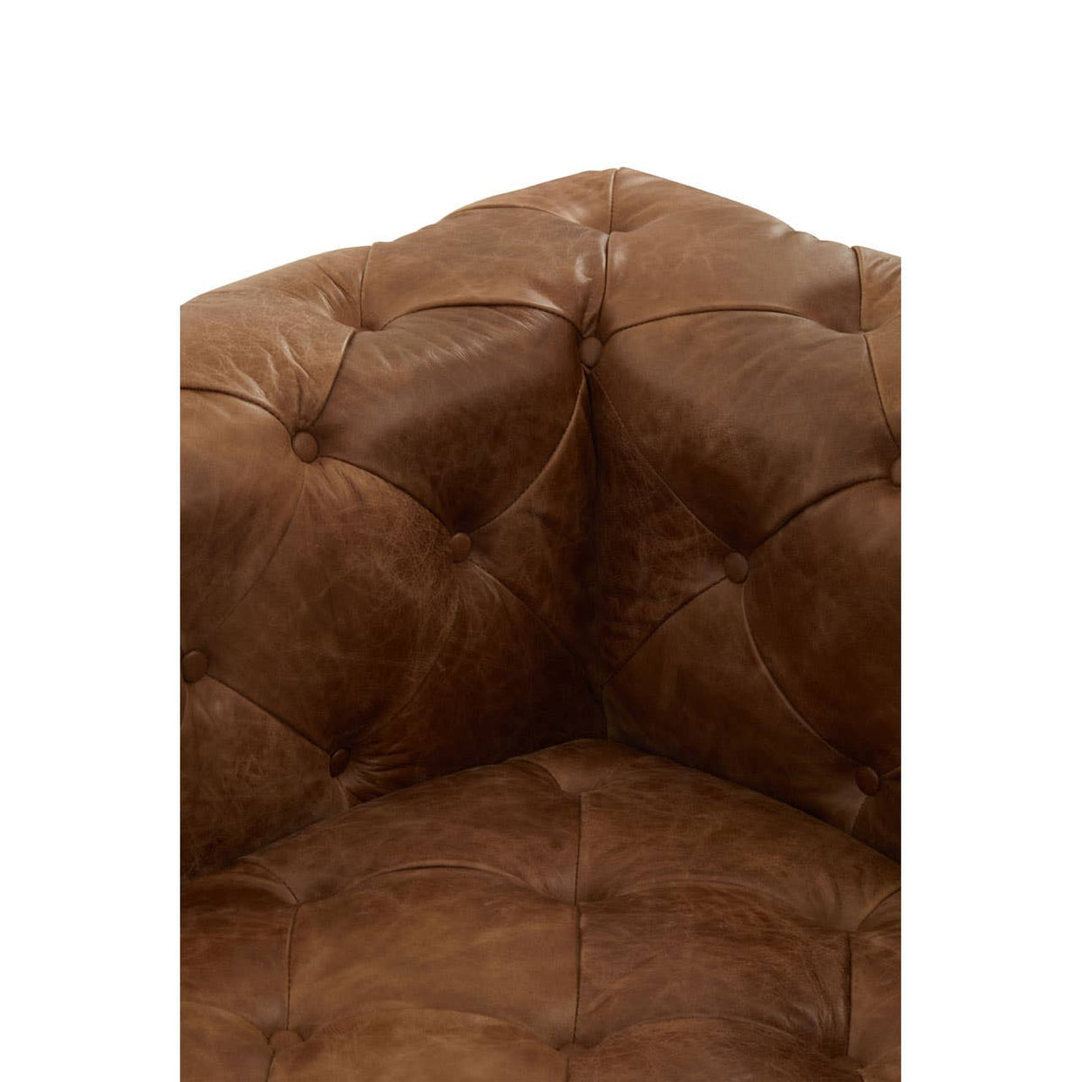 Hoxton Three Seat Tufted Leather Sofa.