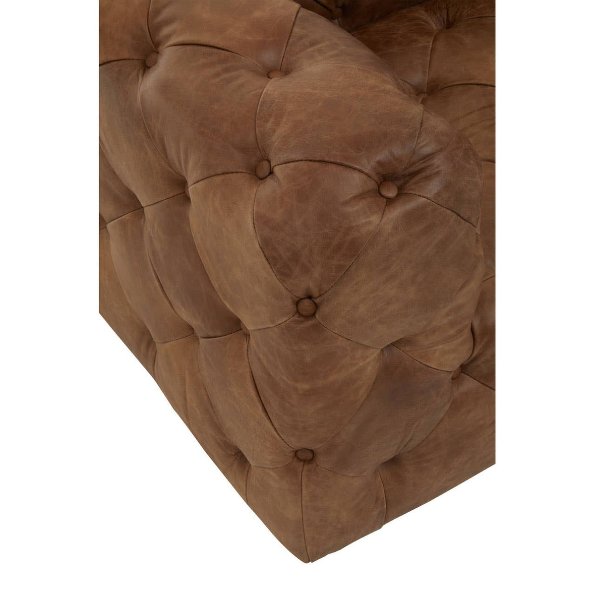 Hoxton Three Seat Tufted Leather Sofa.