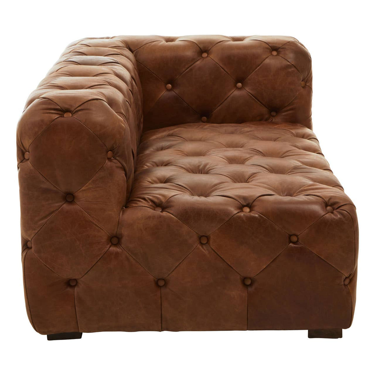 Hoxton Tufted Leather Left Arm Sofa.