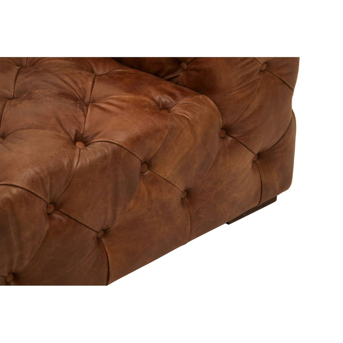 Hoxton Tufted Leather Left Arm Sofa.