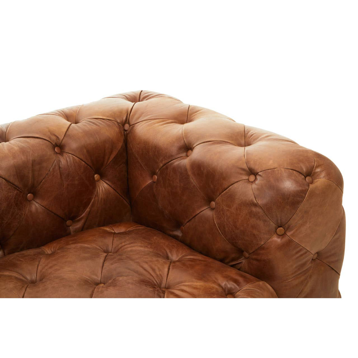Hoxton Tufted Leather Left Arm Sofa.